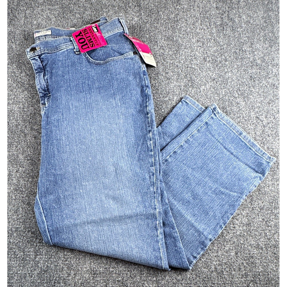NWT Lee Instantly Slims Classic Fit Straight Leg Jeans Crystal Wash Plus 22W